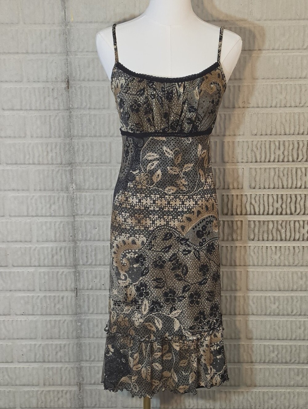 Vintage Studio Y Empire Waist Paisley Whimsigoth Midi Homecoming Dress